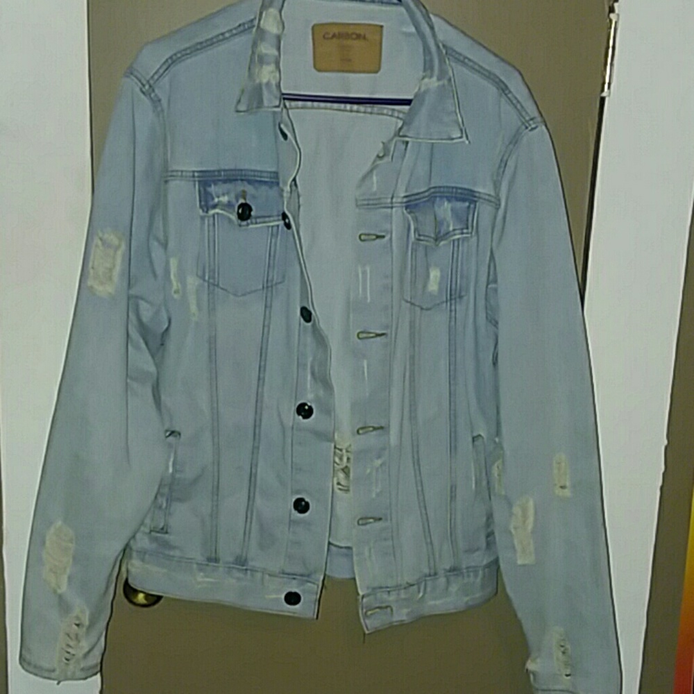Distressed denim jacket